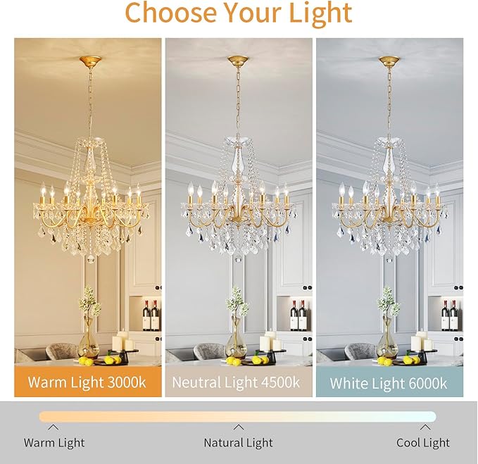 Gold Crystal Chandelier, 8-Light Crystal Chandeliers for Dining Room Light Fixture, Crystal Pendant Ceiling Light Modern Gold Lighting Fixture for Living Room Hallway Foyer Bedroom Kitchen Bathroom