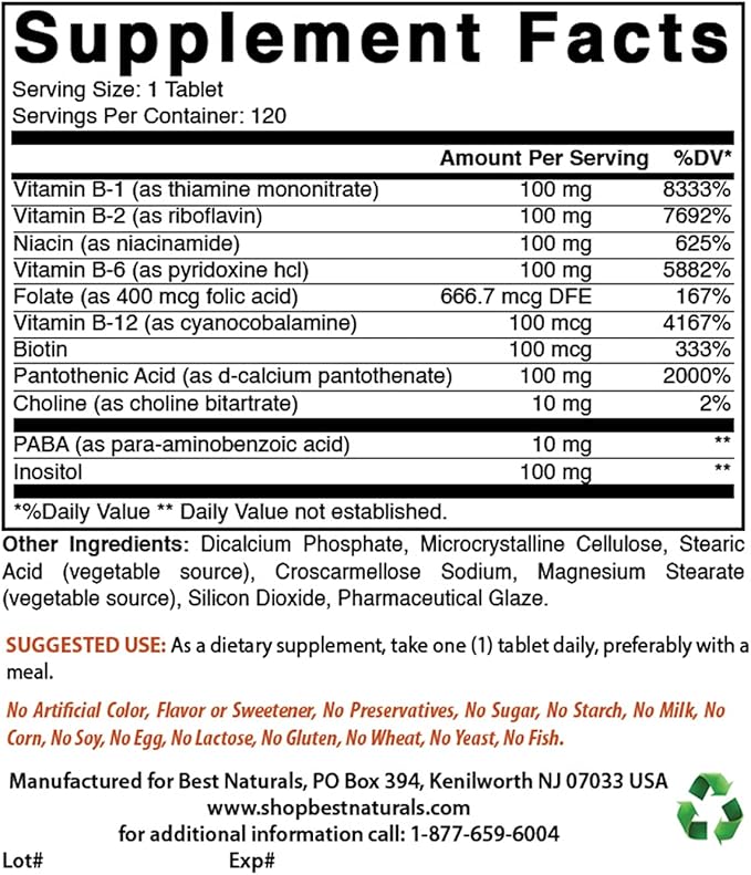 Best Naturals B-100 Complex & Vitamin D3 5000 IU