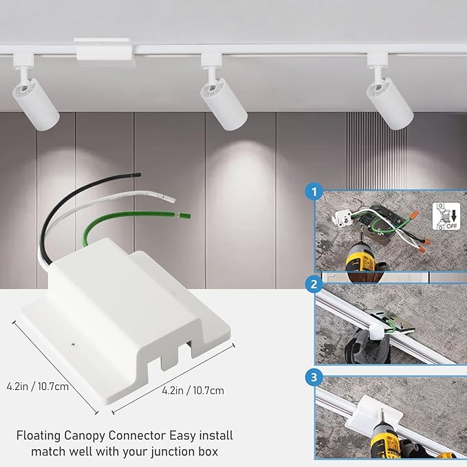 8-Light LED Track Lighting Kit with 6.6FT H Track Lighting Rails & Floating Canopy Connector, GU10 Track Light Kit, Modern Kitchen Track Lighting Fixtures Ceiling Spot Light, White (No Bulbs)