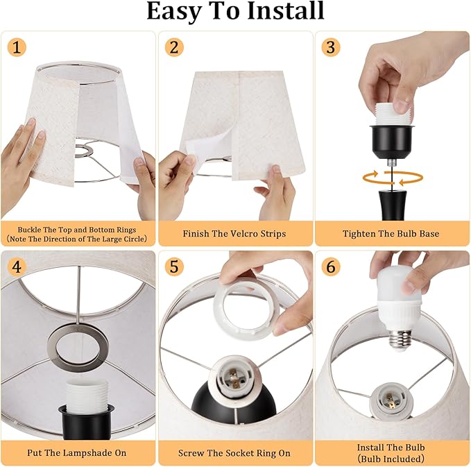 Seealle Touch Table Lamps for Bedroom Set of 2,3-Way Dimmable Small Bedside Lamps for Night Stands with Wires, Black Desk Lamps for Kids Room,Office,Living Room, End Table(LED Bulbs Included)