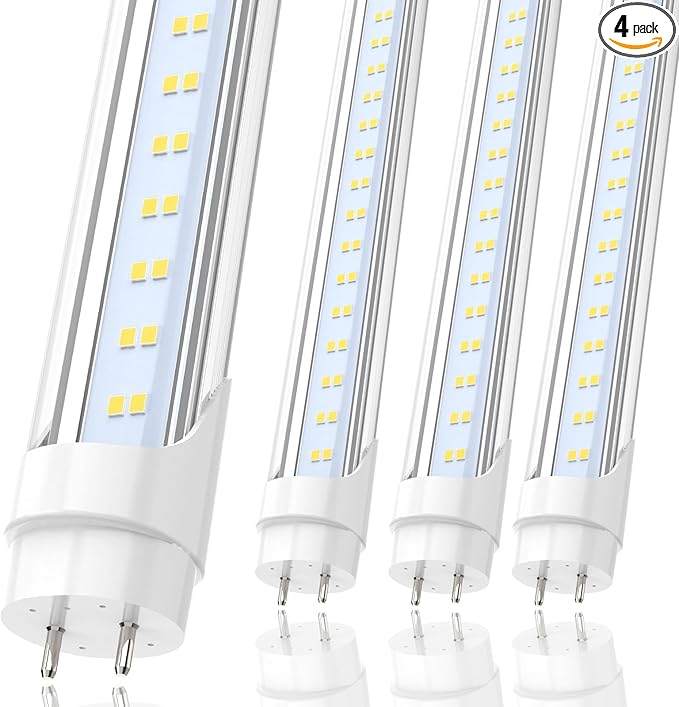 JESLED 4FT LED T8 Type A+B Tube Lights, 24W(65W Equivalent), 3200LM, 5000K, Single or Double End Powered, Plug and Play or Ballast Bypass, 4 Foot T10 T12 Fluorescent Bulbs Replacement, Clear(4-Pack)