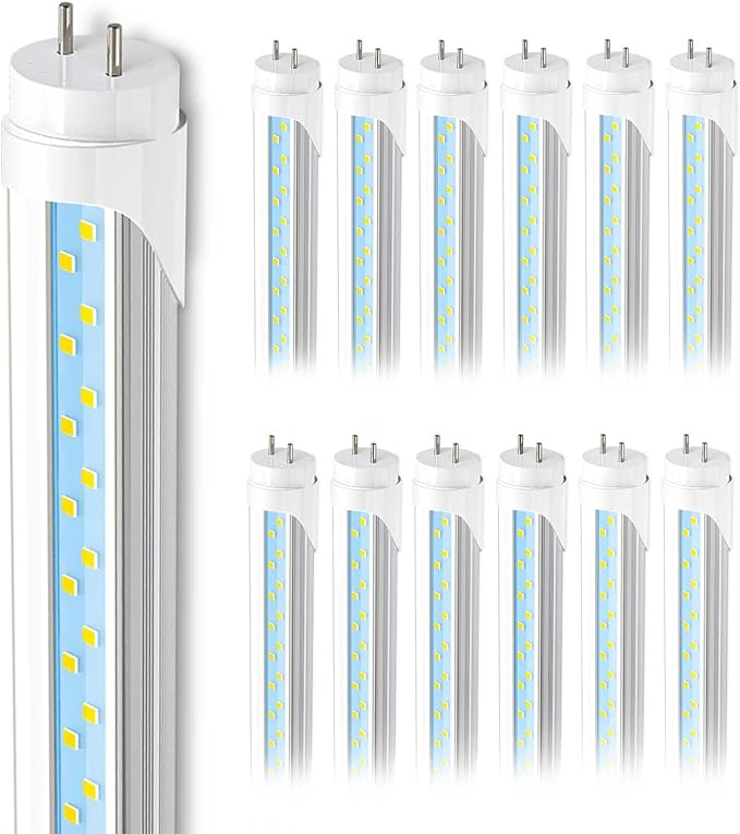 JESLED 2FT T8 LED Tube Light, 12W(30W Equivalent), 1680LM, 6000K, Ballast Bypass, 24 Inch F20T12 Fluorescent Bulb Replacement, Dual Ended, 24” Lighting Tube Fixture (12-Pack)