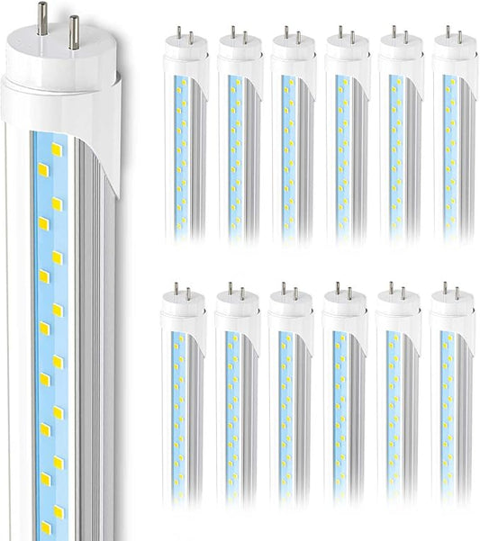 JESLED 2FT T8 LED Tube Light, 12W(30W Equivalent), 1680LM, 6000K, Ballast Bypass, 24 Inch F20T12 Fluorescent Bulb Replacement, Dual Ended, 24” Lighting Tube Fixture (12-Pack)