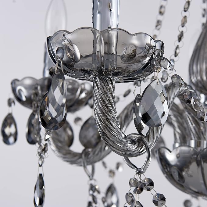 Saint Mossi 5 Light Modern K9 Crystal Chandelier, Contemporary Pendant Ceiling Lighting Fixture for Dining Room,Bedroom,Living Room with Adjustable Chain (Smoky Gray)