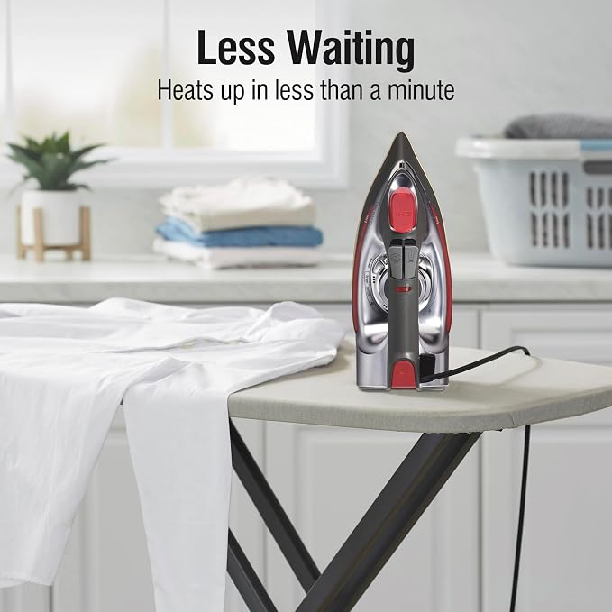 CHI Steam Iron for Clothes with Vertical Steam Burst, Professional Grade, Titanium Ceramic Soleplate, 400+ Steam Holes, 1700 Watts, 3-Way Auto Shutoff, 8' Cord