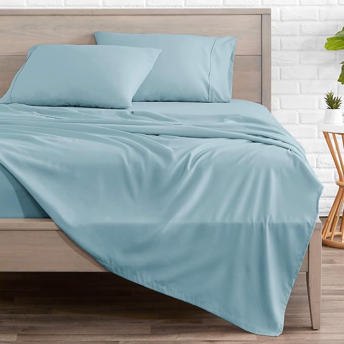 Bare Home Full XL Sheet Set - 1800 Ultra-Soft Microfiber Full Extra Long Bed Sheets - Double Brushed - Deep Pockets - Easy Fit - 4 Piece Set - Bedding Sheets & Pillowcases (Full XL, Light Blue)