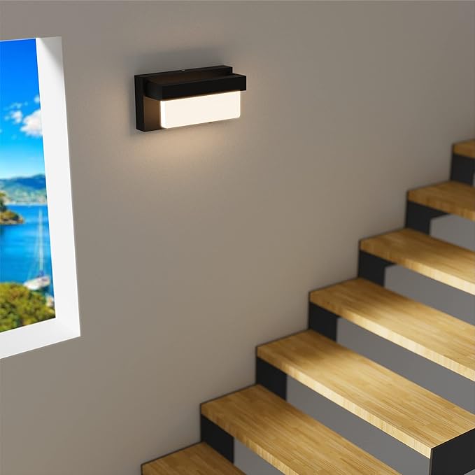 Wall Sconce Black Wall Light with On/Off Switch 8 inch LED Wall Lamp Acrylic Lampshade 4000K Sconce Wall Lighting