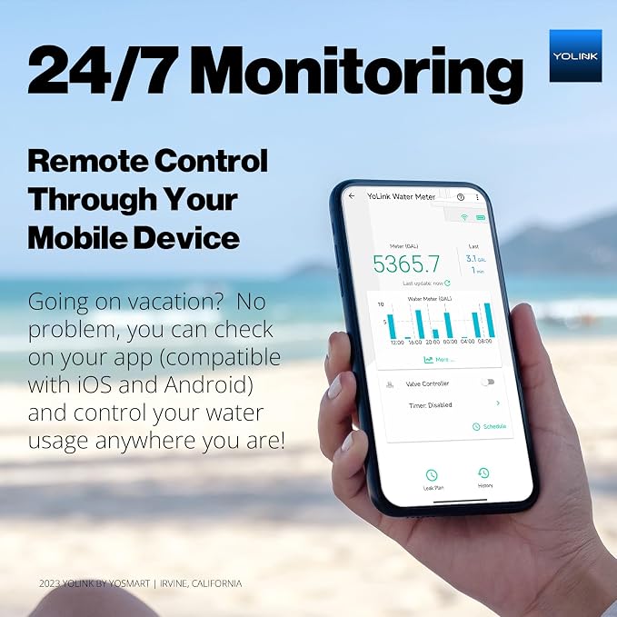 YoLink FlowSmart NSF Water Meter, Smart Water Usage Monitor and Water Leak Detection: 1.5 Inch Advanced Smart Home Water Meter, Hub Included