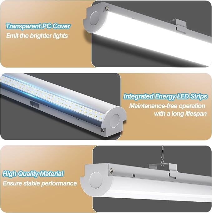 ANTLUX 8FT LED Shop Lights 110W Strip Lights [6-lamp T8 Fluorescent Equiv.], 12000LM, 5000K, Compact Commercial 8 Foot Light Fixtures for Warehouse, Garage, Energy Saving up to 4000W/5 Years, 6 Pack