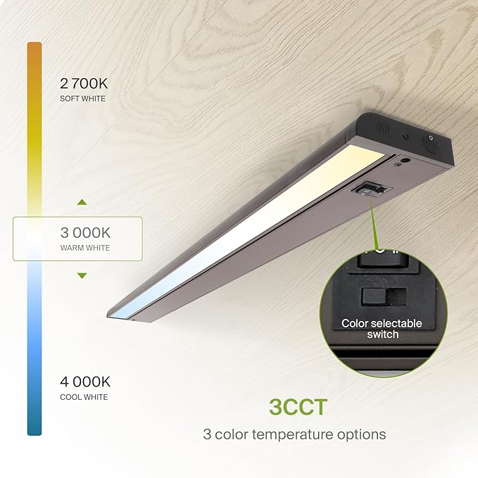 ASD Swivel LED Under Cabinet Lighting Plug in or Hardwired 32 Inch, Dimmable Under Cabinet Lights with High/Low/Off Switch, 3CCT 2700K-4000K, Linkable Under Counter Lights for Kitchen, Bronze, ETL