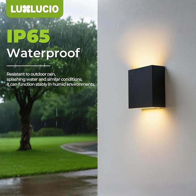 Indoor Outdoor Wall Light, 5%-100% Dimmable, 5 Color Temperature Selectable (2700K-5000K), Modern Wall Sconce for Living Room Porch, IP65 Waterproof, 120V - 277V, CRI90+, ETL FCC Certified