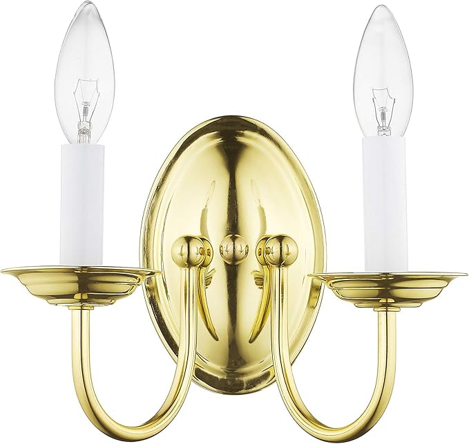 Livex Lighting 4152-02 Home Basics 2 Light Polished Brass Wall Sconce