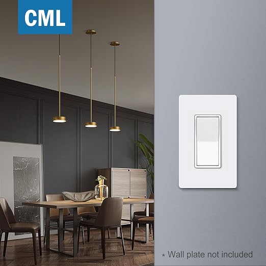 CML Matte White Decorator Rocker Paddle Light Switch, 50 Pack Single Pole Wall Switch, 15A 120/277V, On/Off Interrupter, UL Listed