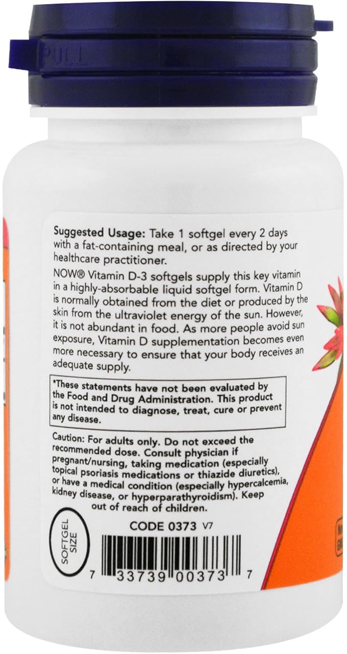 Now Vitamine D-3 5000 UI, 240 Gélules, Lot de 3
