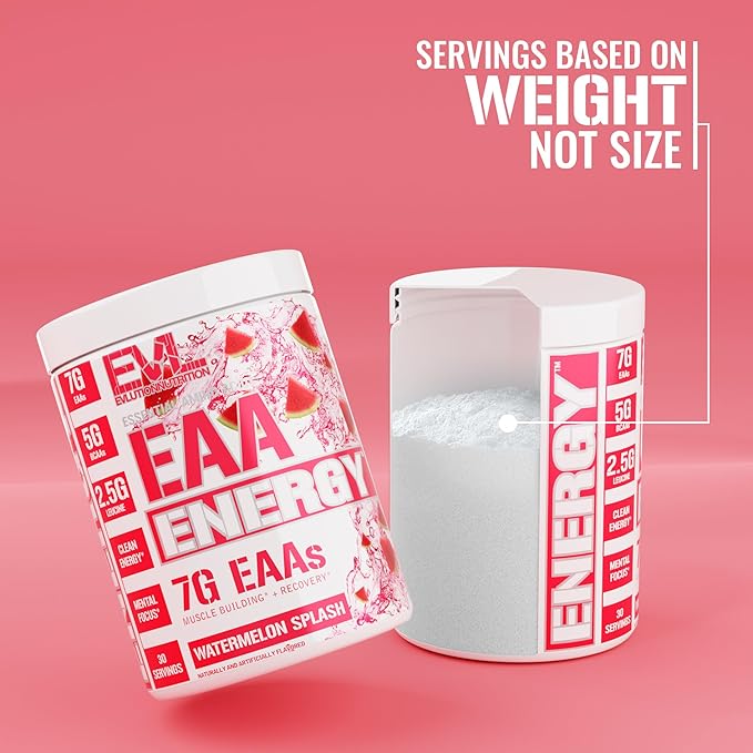 EAAs Amino Acids Powder - Energizing EAA Essential Amino Acids Pre & Post Workout Powder for Muscle Building Energy and Recovery Support with 7g per Serving Plus 5g BCAAs (Watermelon, 30 Servings)
