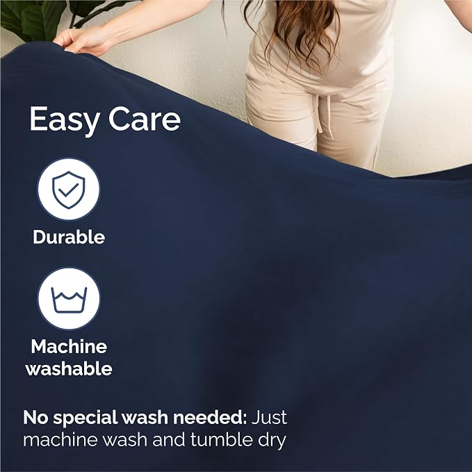 Split King 7 Piece Sheet Set - Comfy Breathable & Cooling - Soft Hotel Luxury Bedding Set with 8-16 Inch Deep Pockets - 1 Flat & 2 Fitted Sheet & 4 Pillowcases - Wrinkle Free & Easy Care - Navy Blue
