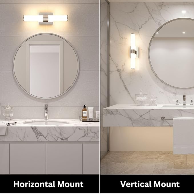20 Inch LED Vanity Light Bar with Motion Sensor, Dual LED Source | 4 Lighting Modes (incl. Night Light) | 3000K Warm White, Dimmable, CRI 90+, 1040LM, ETL Listed (Chrome)