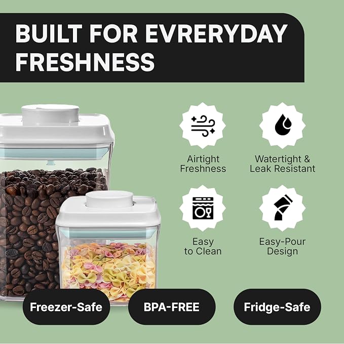Bop Top Airtight Food Storage Containers with Lid 10.5 Cups / 84 oz | Kitchen Canister Sets | Air Tight Pantry Container | Pop Top Dry Food Storage Containers for Snacks, Sugar, Flour, Baking, Pasta
