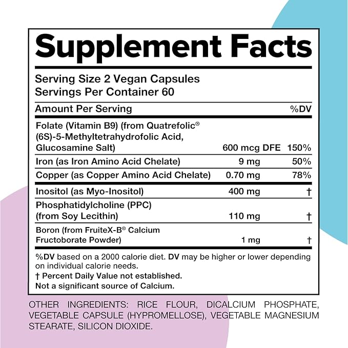 COMPLEMENT ForHer Women’s Multivitamin with Inositol - Hormone Balance Supplement for Women, Hair Growth & Immune Support - Vitamins with B9 & Iron - 120 Capsules, 60 Servings