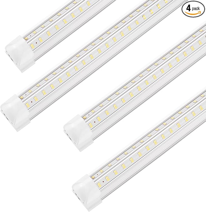 XLNYUUI Led Shop Lights, 4FT LED Light 50W 6500K 7000LM Daylight,Led Garage Light,Linkable Clear Cover Integrated V-Shape for Garage Warehouse Workbench Workshop(4-Pack)