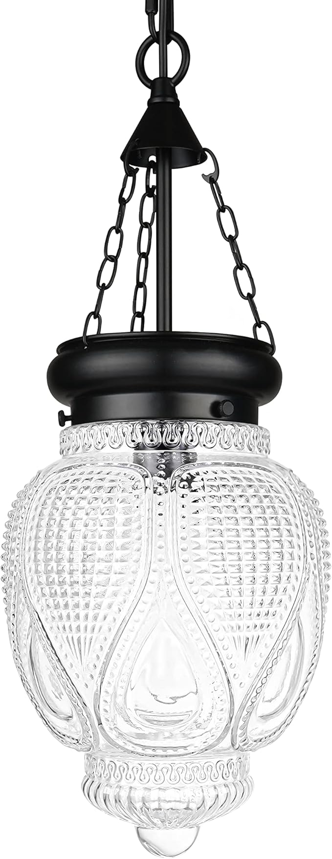 DSMJFU Black Glass Ceiling Pendant Light Kitchen Island Lighting Farmhouse Vintage Hanging Light Fixture for Dining Room, Entryway, Bathroom,Sink, Breakfast Nook