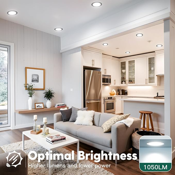 FREELICHT 24 Pack 6 Inch 5CCT Ultra-Thin LED Recessed Ceiling Light with Junction Box, 2700K-5000K Selectable, 1050LM Brightness, Dimmable Canless Wafer Downlight, 12WEqv110W-ETL&FCC,Black