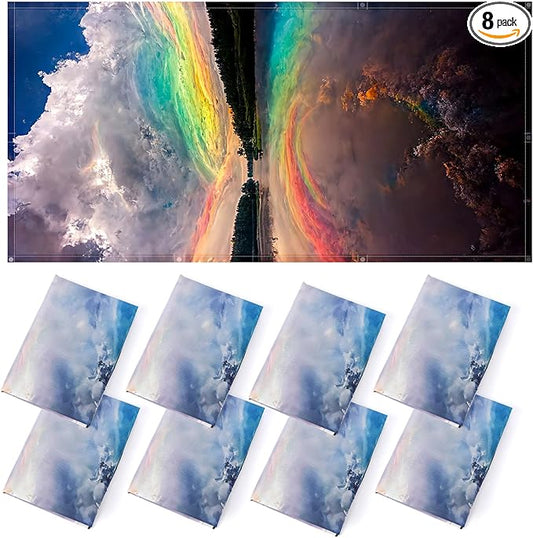 ANGSYLTH 8 Pcs Fluorescent Light Covers - 4 x 2 Feet Covers for Ceiling Lights, 8 x 10 Magnetic Light Filters for Classroom, Office, Hospitals (Sunset)