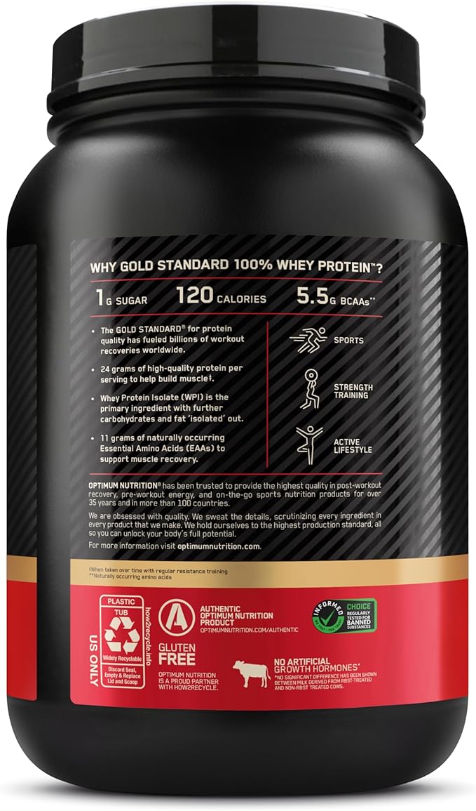 Optimum Nutrition Gold Standard 100% Whey Protein Powder, Double Rich Chocolate 1.98 Pound (Packaging May Vary)
