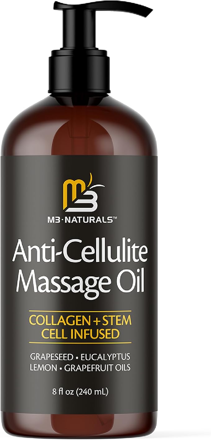 Kit Huile Anti-Cellulite et Masseur de Drainage Lymphatique | Fascia Blaster pour une Peau Lisse et Raffermie | Rouleau Musculaire pour les Bras, Jambes et Ventre Douloureux, 236 ml par M3