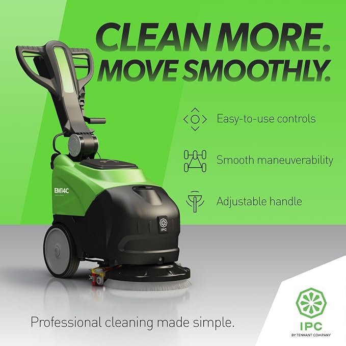 IPC Eagle EM14C Walk Behind Floor Scrubber - 110V-Powered | Commercial Auto Scrubber with 14" Cleaning Path
