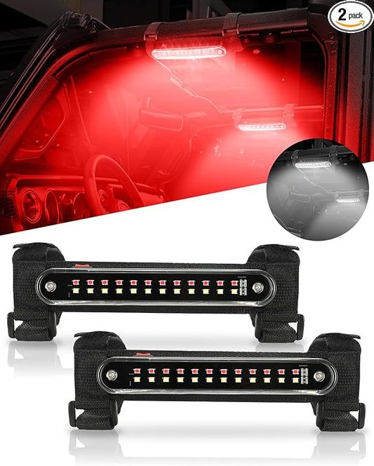 SUNPIE UTV Dome Light, Universal SXS Wireless Roll Cage Interior Lights w/White&Red for Polaris(RZR/Ranger/General) Talon/Pioneer Canam Kawasaki(Teryx/Mule) Golf Cart Yamaha, Without Remote