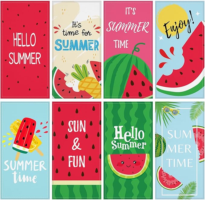 8 Pcs Fluorescent Light Covers with 80 Magnets Decorative for Classroom Ceiling Lights 4 x 2 Feet Magnetic Light Cover Filter Easy Install for Office Hospital Home Ceiling Supplies (Summer Watermelon)