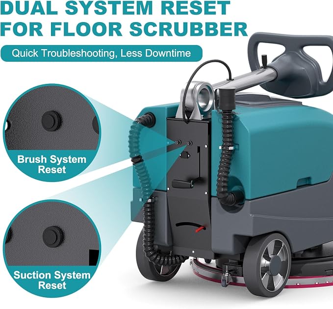 C5 16" Walk-Behind Commercial Floor Scrubber Machine, 500W Motor | 11 Gal Recovery Tank | 24" Suction Width | Brush Speed 200 RPM | 24,000 Sqft/h Coverage | Complete Set of Parts