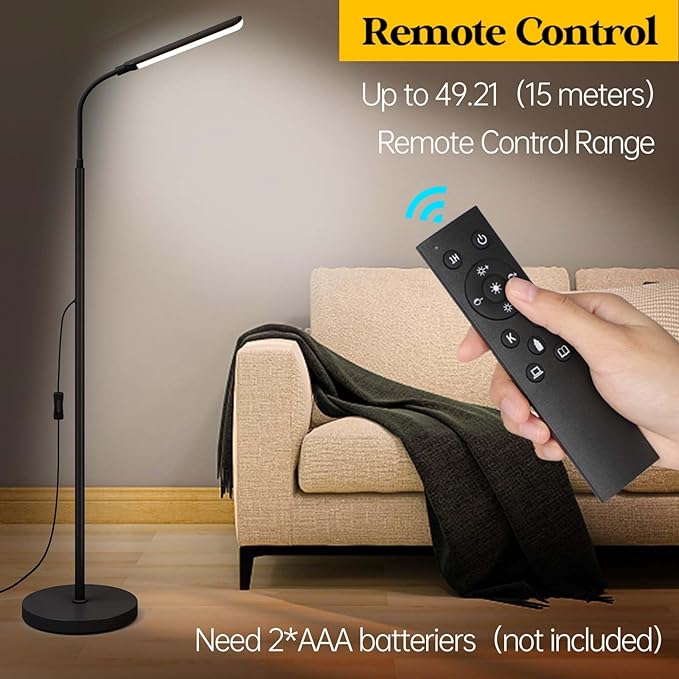 Aisutha LED Floor Lamp, 18W Super Bright Floor Lamp for Living Room, Adjustable Stepless Colors & Brightness Standing Lamp, Eye Caring Reading Light with Remote