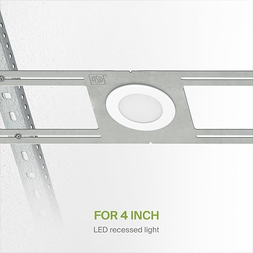 ASD 24 Pack New Construction Mounting Plate Round Hole - 4 Inch Flat Galvanized Steel Wafer Light Rough in Plate, Shallow Light Fixture Mounting Bracket for LED Recessed Lighting