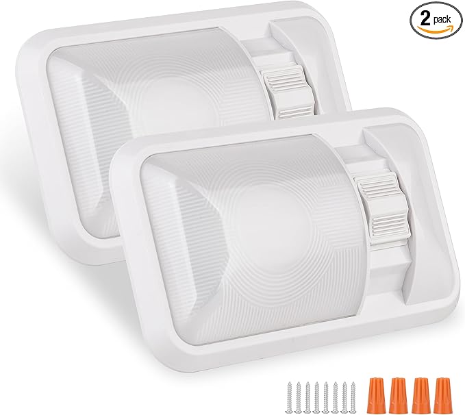 RVZONE 12V Led RV Ceiling Dome Light Frosted RV Interior Lighting 500LM Single Dome Light Fixture for RV Trailer Camper Truck Van Boat (Natural White 4000-4500K)