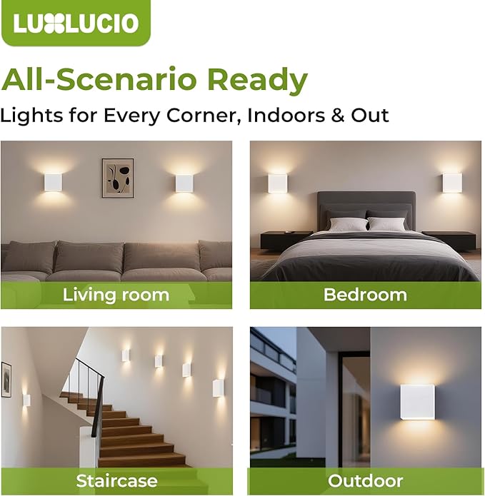 Indoor Outdoor Up and Down Wall Sconce, 5%-100% Dimmable 18W, 5 Color Temperature Selectable (2700K-5000K), Modern Lighting for Living Room/Porch, CRI90+, 120V-277V, ETL FCC Certified