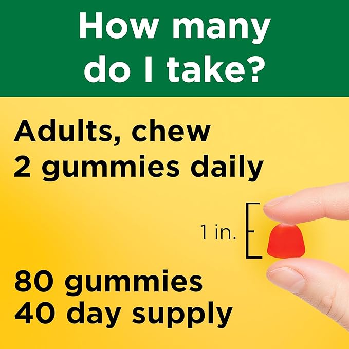 Nature Made Vitamine D3 5000 UI par portion, Gommes extra fortes, Soutien pour la santé des os et du système immunitaire, 80 gommes de vitamine D pour adultes, 40 jours d'approvisionnement