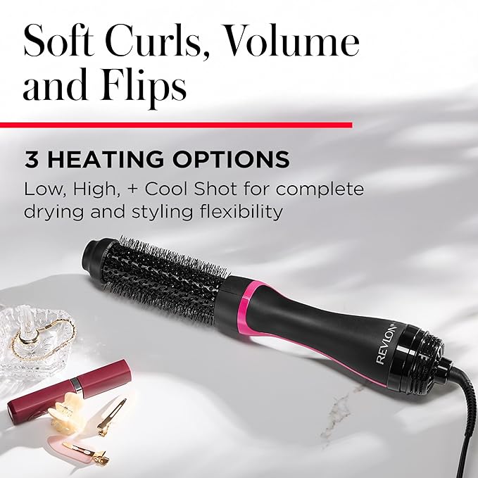 REVLON -Step Hair Dryer and Styler - Root Booster Round Brush for Styling, Dryer Brush for Fast and Easy Salon-Quality Blowout, More Shine-and Less Frizz (1-1/2 in) (Pack of 3)