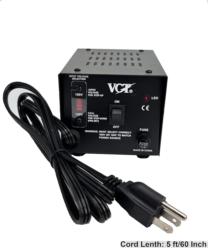 VCT VT-1000J - Japanese Step Up/Down Voltage Transformer Converts Japan 100 Volts To 120Volts OR Vice Versa -1000 Watt,black