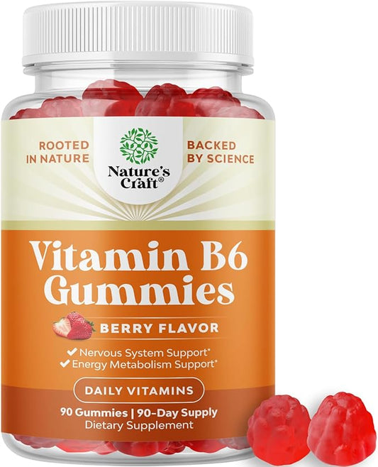 Potent Vitamin B6 Gummies for Adults - Vitamin B6 50mg Per Serving Gummy Vitamins for Women and Men for Immune Nerve and Mood Support - Vegan Kosher B6 Vitamins Gummies for Women and Men - 90 count
