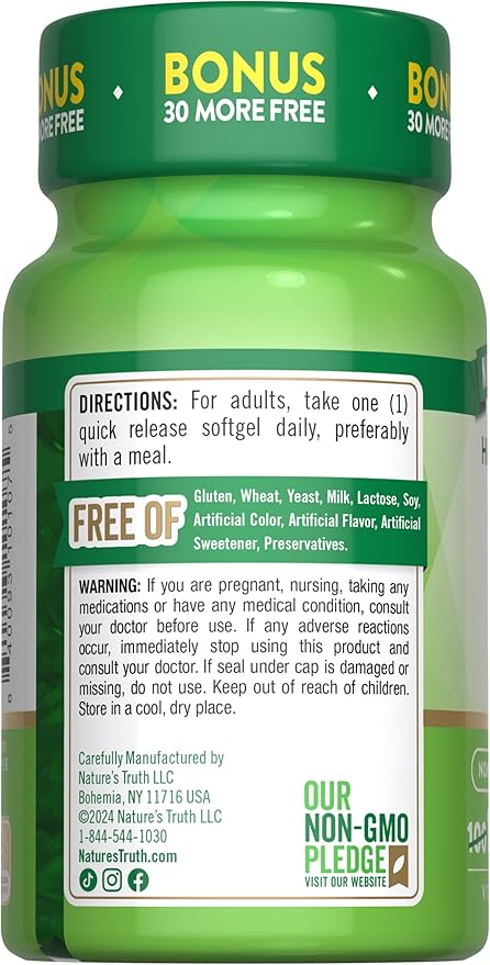 Nature's Truth Vitamin D3 5000 IU Softgels | 130 Count | High Potency | Non-GMO & Gluten Free Supplement