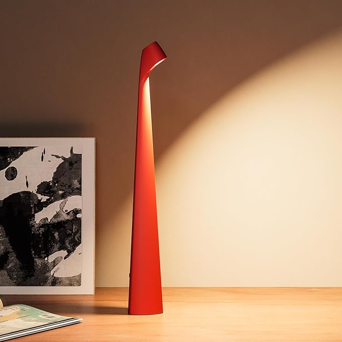 HAPYGI Portable Cordless LED Desk Lamp,Rechargeable Wireless Table Lamp, 3-Level Brightness, Patio Table Lamp, Bedside Night Light, Dining Room Ambient Light, Reading Light (Red)