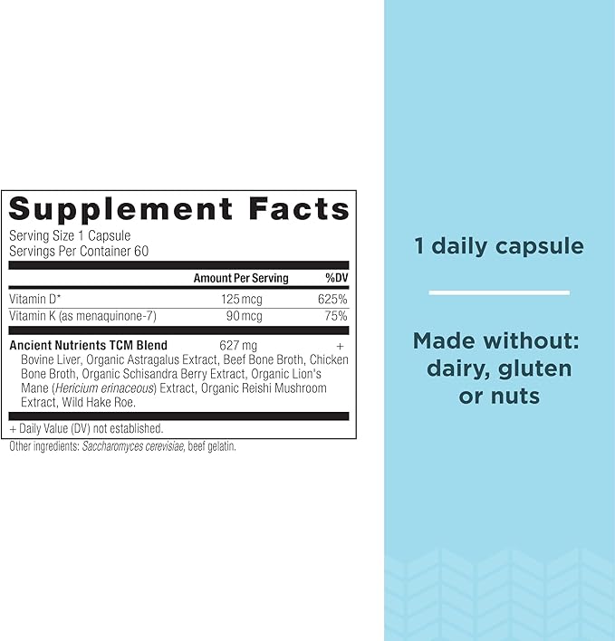 Ancienne Nutrition SBO Probiotiques Capsules, Ultime, 60 unités + Vitamine D Capsules, 90 unités