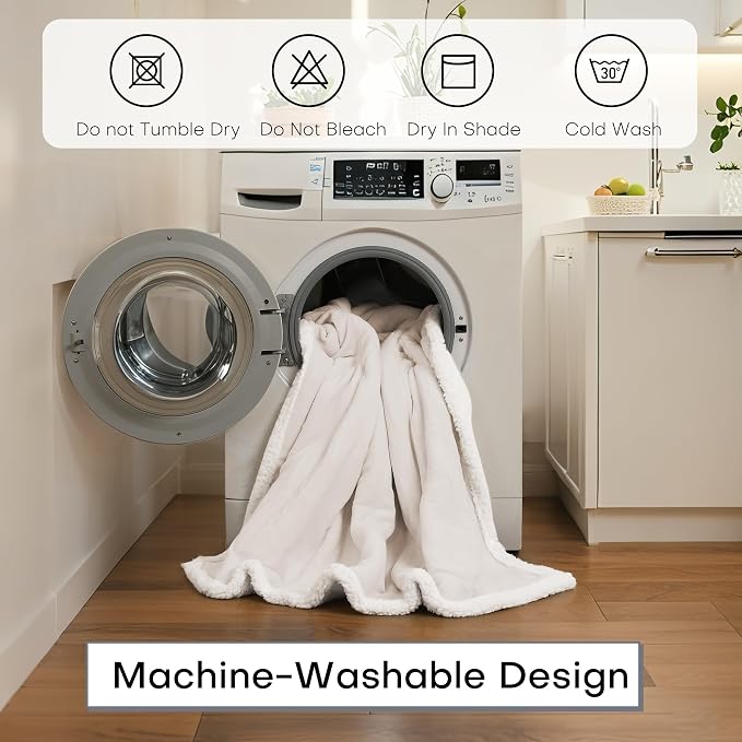 Electric Heated Blanket Full Size 72"x84" – ETL Certified for Safe Overnight, 4 Heat Settings & 10H Auto Off, Dual-Sided Microplush Sherpa for Home Theater Night, Machine Washable – Lvory