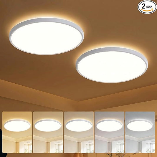 TALOYA 18" Flush Mount LED Ceiling Light,36W 5CCT,Dimmable,2-Pack White | Ultra Slim Low Profile Round Ceiling Light Fixture for Bedroom,Living Room,Kitchen