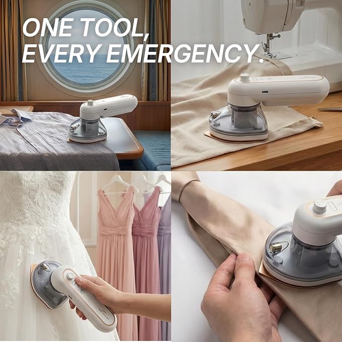 Cordless Handheld Iron, Portable Travel Iron Cruise Approved, USB-C Rechargeable Compact Iron for Spray Assist Dry Ironing with Precision Tip for Clothes，2026 Upgrade