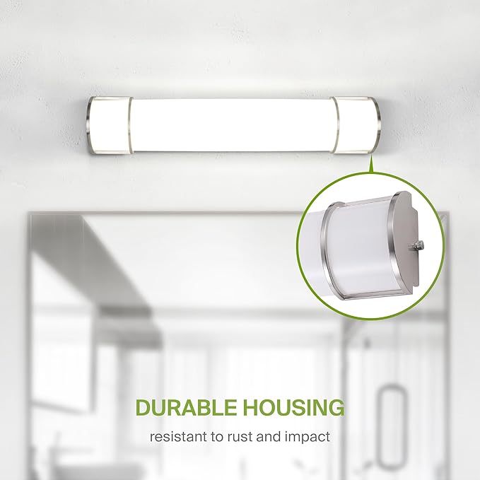 ASD LED 30" Vanity Flush Mount Light Fixture, Linear Bathroom Lighting Bar | 3CCT, Dimmable, Energy Star, ETL Listed | 28W 2425LM 3000-5000K 120V | Long Bath Wall Sconce Over Mirror | Nickel, 4 Pack