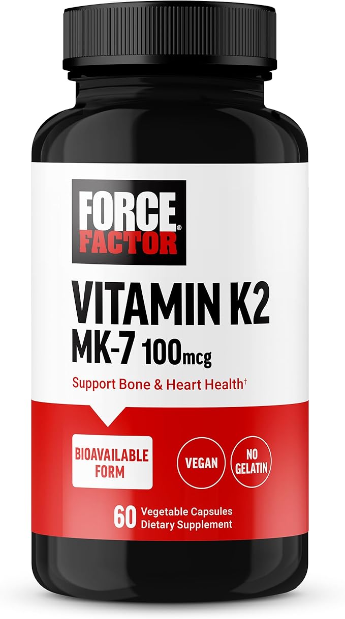 フォースファクター MK-7 ビタミンK2 100mcg、女性・男性向け骨サポートサプリメント、心臓の健康、骨密度などをサポート、高吸収型、ビーガン、非遺伝子組み換え、60植物性カプセル