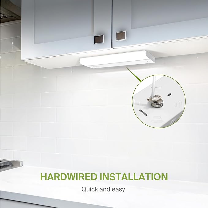ASD LED Under Cabinet Lighting Hardwired, 12 Inch 5W 2700K-5000K Selectable, 442LM, CRI90+, Direct Wire Linkable Under Counter Lights for Kitchen, Dimmable Under Cabinet Lights, White, UL, 20 Pack